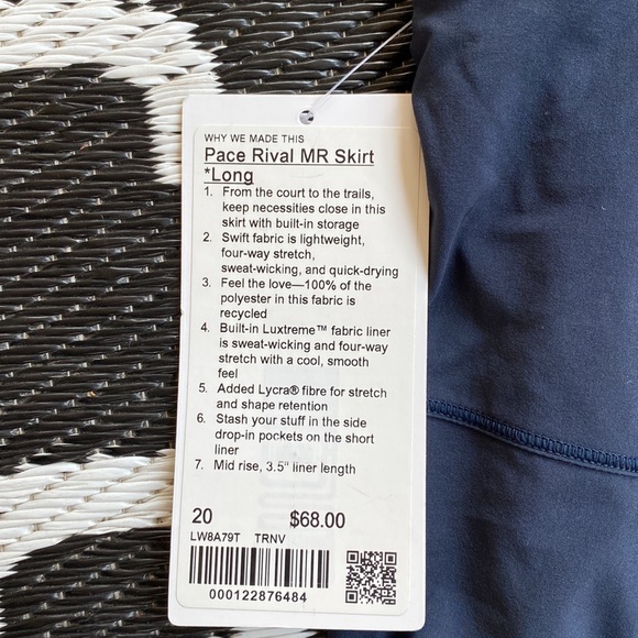 Ladies brand new with tags Lululemon Pace Rival MR skirt (long) - Picture 4 of 6